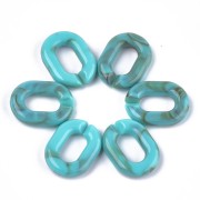 Eslabón ovalado acrílico 24x18 mm - Marbré Turquoise - Marron x1|raw }}