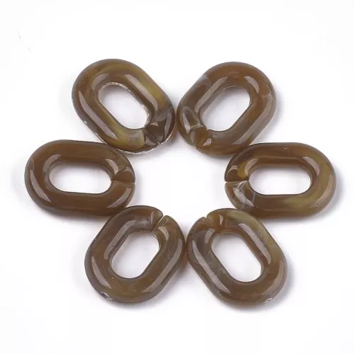 Eslabón ovalado acrílico 24x18 mm - Marbré Marron clair - Blanc x1