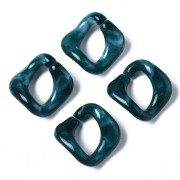 Eslabón acrílico cuadrado trenzado 24x23 mm - Marbré Bleu canard - Blanc x1