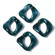 Eslabón acrílico cuadrado trenzado 24x23 mm - Marbré Bleu canard - Blanc x1