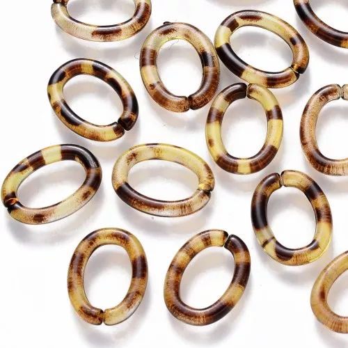 Eslabón Acrílico Ovalado 17x13 mm - Carey - Marrón - Negro x1