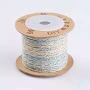 Cordón de algodón trenzado plano 1.5 mm - Ocre - Azul claro - Blanco x1m