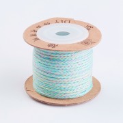 Cordón de algodón trenzado plano 1.5 mm - Azul claro - Lila - Verde claro x1m|raw }}
