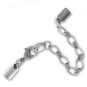 Cierre mosquetón con terminal para cordón plano 4 mm plateado antigo|raw }}