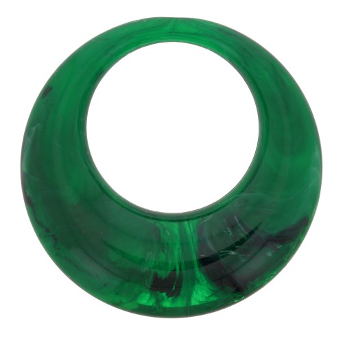 Colgante de resina calado opaca 34,5 mm - Verde oscuro jaspeado x1