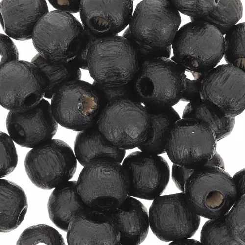 Redondas de madera 6 mm Negro x25