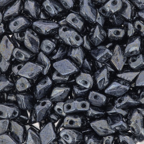 Cuentas de cristal Mini Gemduo 2 agujeros 6x4 mm - Jet Hematite x5g