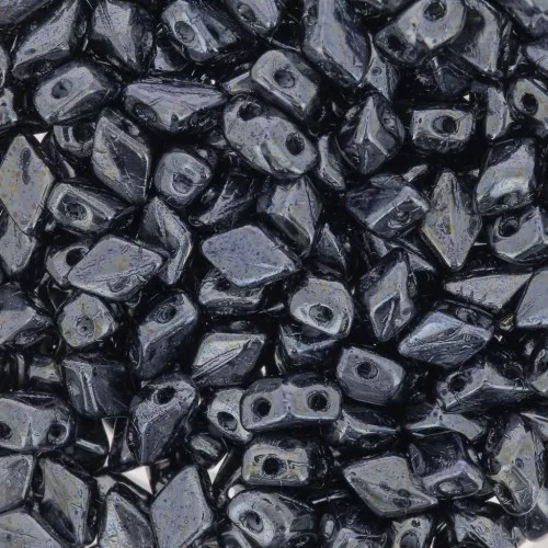 Cuentas de cristal Mini Gemduo 2 agujeros 6x4 mm - Jet Hematite x5g