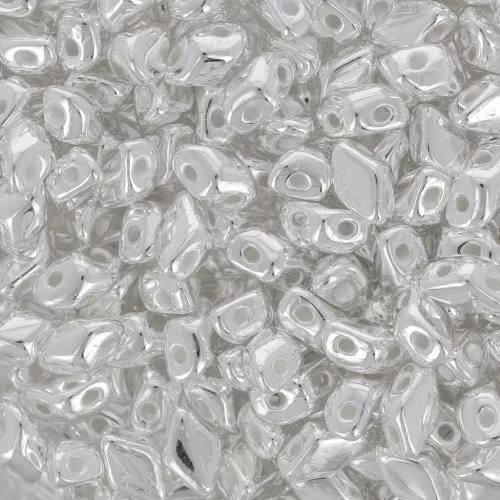 Cuentas de cristal Mini Gemduo 2 agujeros 6x4 mm - Silver Plated x5g
