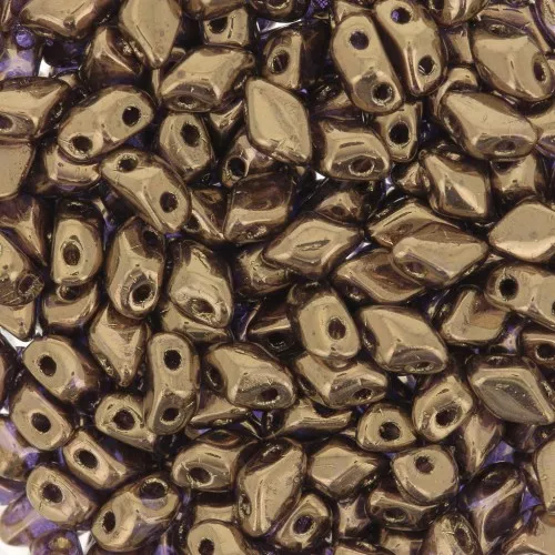 Cuentas de cristal Mini Gemduo 2 agujeros 6x4 mm - Gold Bronze x5g