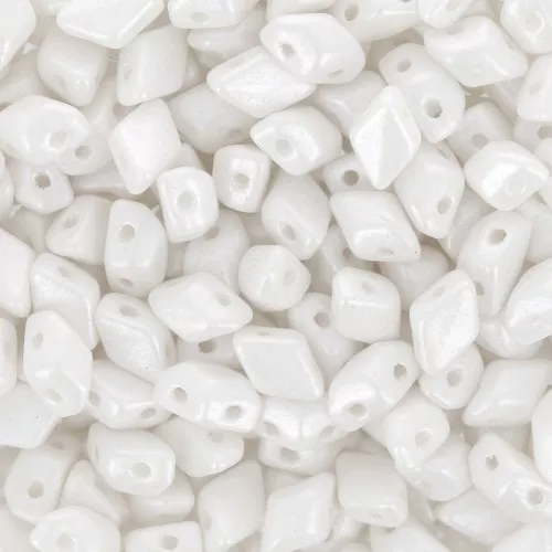 Cuentas de cristal Mini Gemduo 2 agujeros 6x4 mm - Pearl Shine White x5g