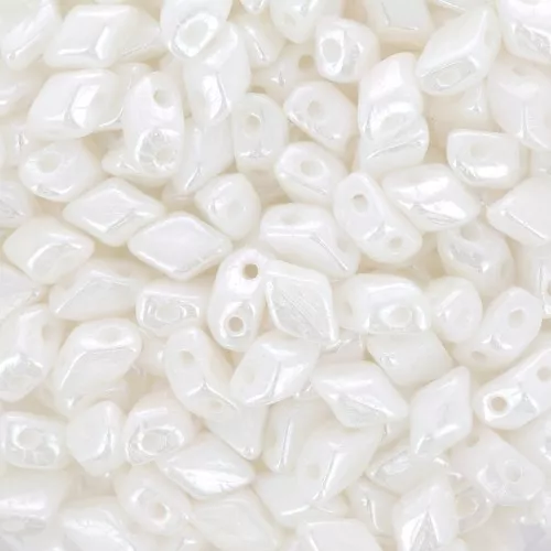Cuentas de cristal Mini Gemduo 2 agujeros 6x4 mm - Opaque White Luster x5g