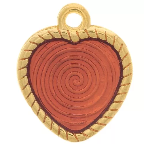 Colgante Corazón con Resina Epoxi 16x14 mm - Dorado - Cobreado x1