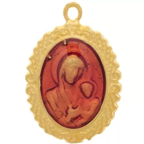 Colgante ovalado de resina epoxi 22x15 mm - Dorado oro fino fino - Rojo