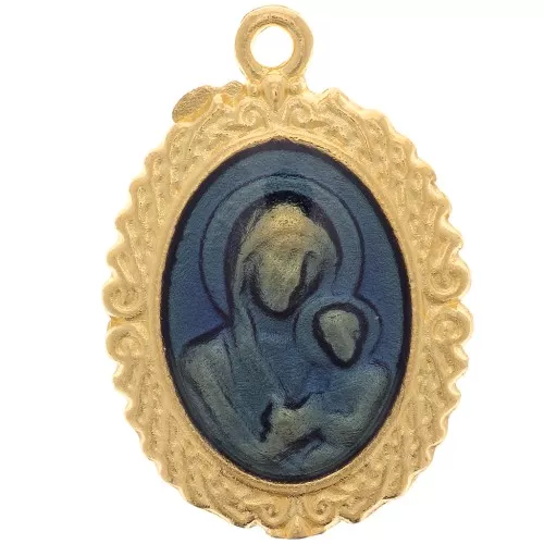 Colgante ovalado de resina epoxi 22x15 mm - Dorado oro fino - Azul