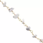 Cadena de gemas irregulares de 7mm - Oro - Howlita x50cm
