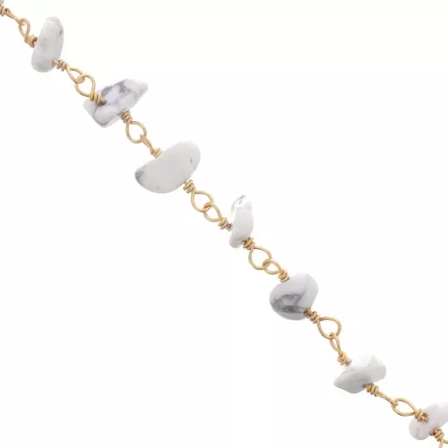 Cadena de gemas irregulares de 7mm - Oro - Howlita x50cm