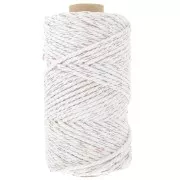 Bobina de cordón de macramé de algodón de 3 mm - Mix Blanco - Dorado Rosa x50m