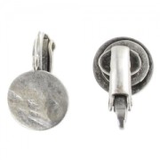 Pendientes clip con disco ajado 10 mm plateado envejecido x2