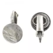 Pendientes clip con disco ajado 10 mm plateado envejecido x2