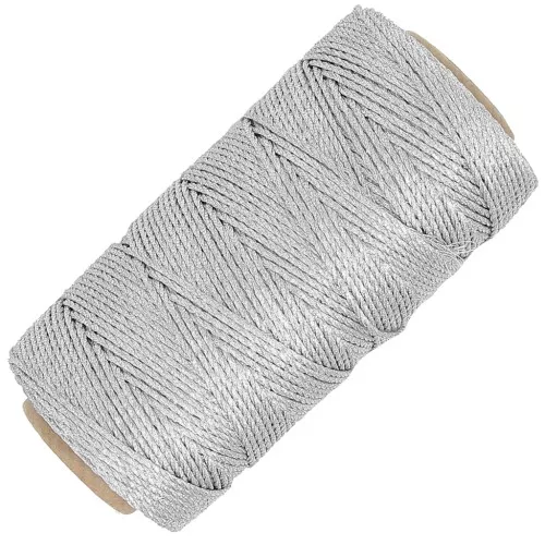 Bobina de hilo metalico Glitter 3 hebras para macramé 1 mm - Plateado x125m