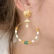 Cuentas arandalas Heishi facetadas - gema 6x2 mm - Aventurina x20