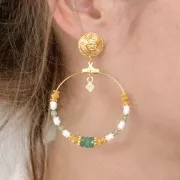 Cuentas arandalas Heishi facetadas - gema 6x2 mm - Aventurina x20