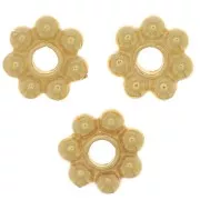 Cuentas arandelas con forma de flor de 6 mm - Chapado de oro 3 micras x4