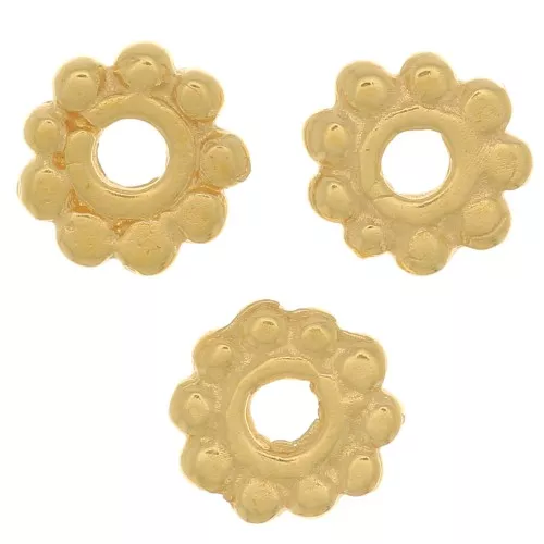 Cuentas arandelas de flor 6 mm - Chapado Oro 3 micras x4
