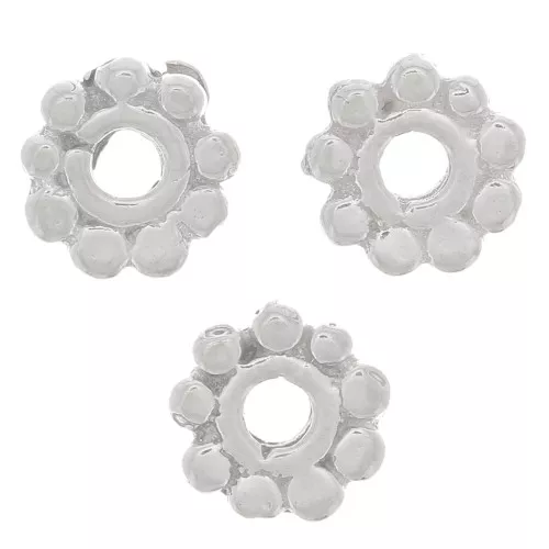 Cuentas arandelas flor 6 mm - Plata 925 x4