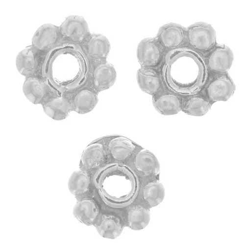 Cuentas florales 4 mm - Plata 925 x4