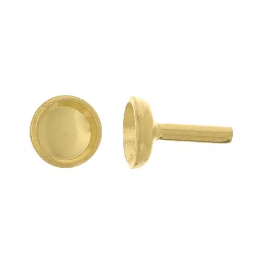Varilla de soporte - soporte de cabujón 3 mm - Dorado con oro fino x1