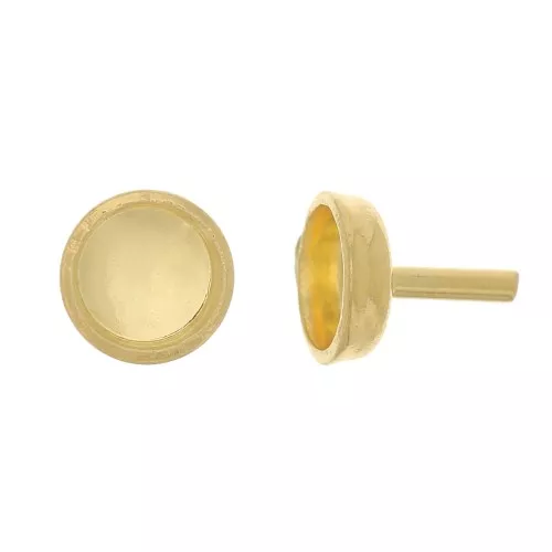 Varilla de soporte - soporte de cabujones 4 mm - Dorado con oro fino x1