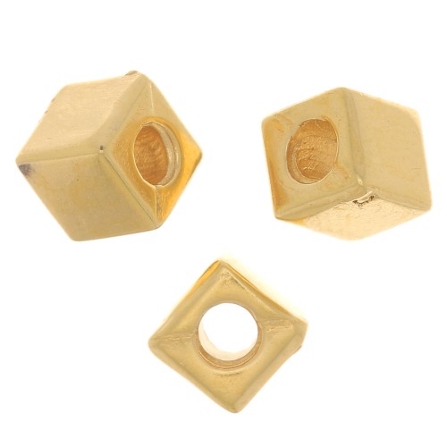Cuenta cubo 5 mm - Chapdo Oro 3 micras x1