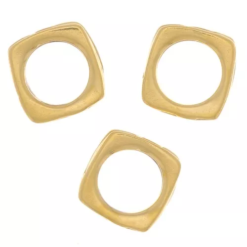 Cuenta cuadrada redonda de 7 mm - agujero grande - Chapado de oro 3 micras x1