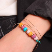 Cuenta cuadrada redonda de 7 mm - agujero grande - Chapado de oro 3 micras x1