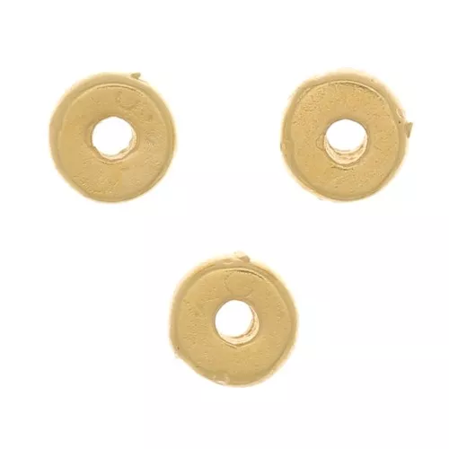 Cuentas redondas Heishi - Discos planos perforados 3x1 mm - Chapado oro 3 micras x4