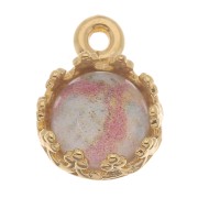 Engaste colgante redondo corona - para cabujón de 6mm - Chapado de oro 3 micras x1