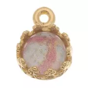 Engaste colgante redondo corona - para cabujón de 6mm - Chapado de oro 3 micras x1