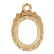 Engaste colgante redondo corona para cabujón de 10x6mm Chapado de oro 3 micras x1