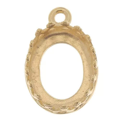Engaste colgante redondo corona para cabujón de 10x6mm Chapado de oro 3 micras x1