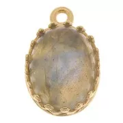 Engaste colgante redondo corona para cabujón de 10x6mm Chapado de oro 3 micras x1