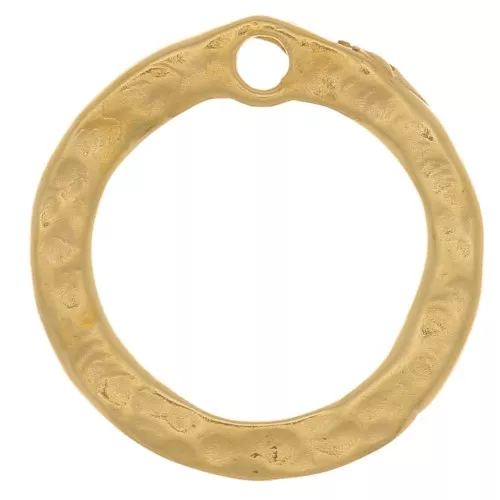 Dije circulo calado martillado 13 mm - Chapado de oro 3 micras x1