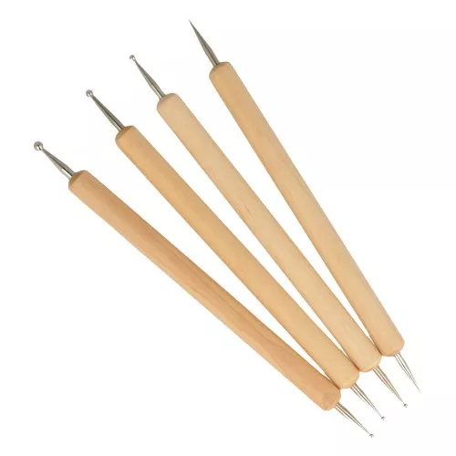 Juego de 4 herramientas para imprimir en relieve - puntas dobles - Natural