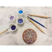 Juego de 4 herramientas para imprimir en relieve - puntas dobles - Natural