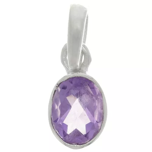 Colgante ovalado facetado 12x7 mm - Plata 925 - Amethyste x1