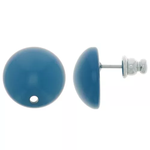 Ganchos pendientes redondos de resina 14 mm - Azul pato x2
