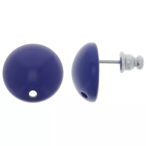 Ganchos pendientes redondos de resina 14 mm - Azul marino x2