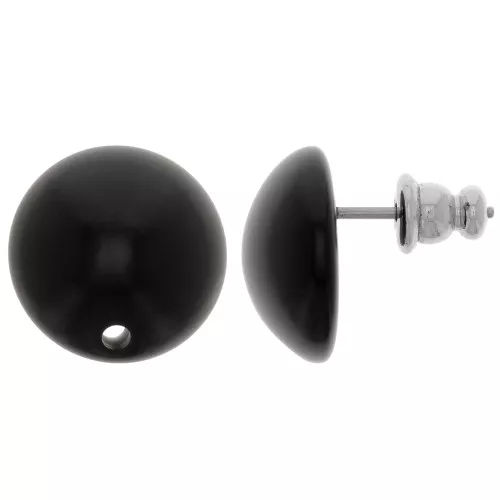 Ganchos pendientes redondos de resina 14 mm - Negro x2