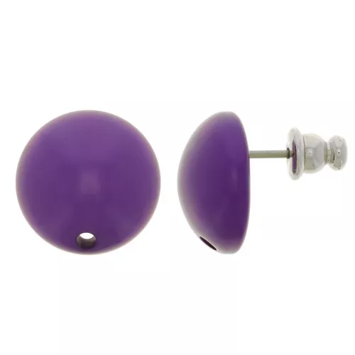Ganchos pendientes redondos de resina 14 mm - Violeta x2